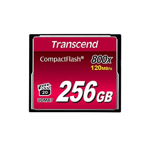 Image of Transcend 256GB CompactFlash 800 Memory Card, Up to 120/60 MB/s, Supports High-Speed Ultra DMA Transfer Mode 7, appropriate for Ultra-High Resolution Full HD and 3D Video Recording TS256GCF800