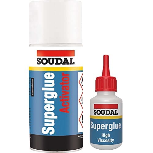 Image of Soudal HIGH Viscosity SUPERGLUE 50g + ACTIVATOR 200ml Bonding MITRE Kit