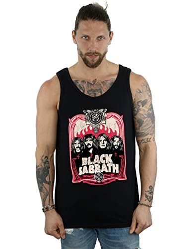 Image of Black Sabbath Men's Flames Distressed Vest Black XX-Large