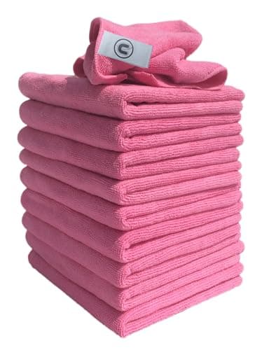 Image of DCS Microfibre Cleaning Cloth, Pink, Pack of 10, Large Size: 40x40cm. Super Soft Premium Streak Free Washable Cloth Duster for Kitchen, Bathrooms, Surfaces, Mirrors, Car, Motorbike