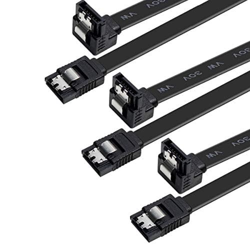 Image of SATA Cable III, Benfei 3 Pack SATA Cable III 6Gbps 90 Degree Right Angle with Locking Latch 18 Inch for SATA HDD, SSD, CD Driver, CD Writer,Black