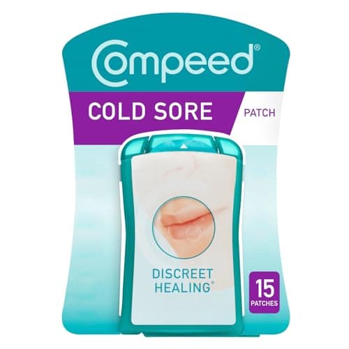 Image of Compeed Hydrocolloid Cold Sore Treatment Patches (15 Invisible Plasters for Cold Sores) - 12 Hours Protection from Water, Bacteria & Viruses - Discreet, Easy to Apply Patches with Patch Applicator