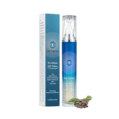 Image of 5% Caffeine Eye Serum for Dark Circles and Puffy Eyes with 360° Massage Ball Reduces Fine Lines Anti-Wrinkle Firming Eye Serum 15ml