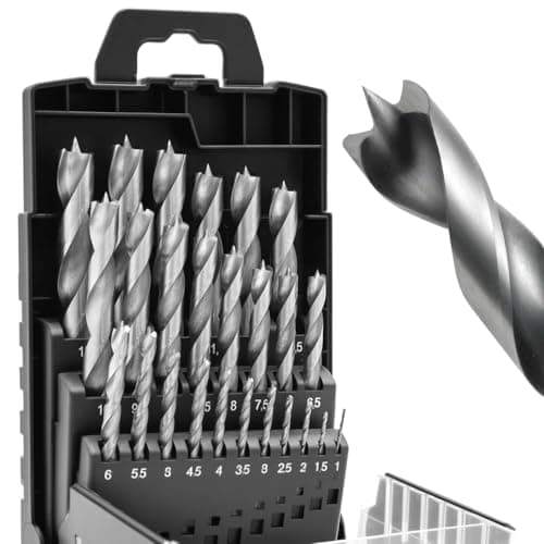 Image of Toolmays 25 PCS Wood Drill Bit Set 1-13mm, HSS-G Brad Point Drill Bit Set for Woodworking, Double Flute Wood Drill Bits for Hardwood, Softwood & MDF, Self-Centering