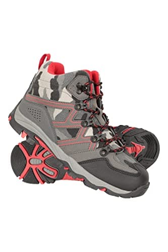 Image of Mountain Warehouse Oscar Kids Walking Boots – Suede Footwear with Sturdy Grip, Padded Ankles & Strong Outsole – For Spring Summer Travelling, Hiking, Camping Camouflage Junior Shoe Size 1