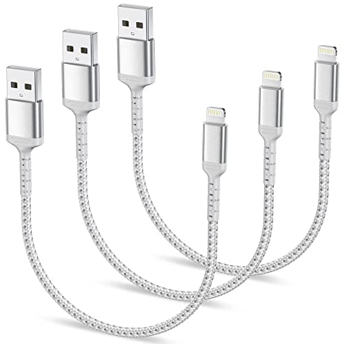 Image of ULIFTUS 0.3 m iPhone Charging Cable Short, 3 Pack Braided USB A to Lightning Cable 30 cm Original iPhone Fast Charging Cable Apple iPhone 14 13 12 11 Pro Max Xs Xr X 8 7 6 Plus SE iPad, White