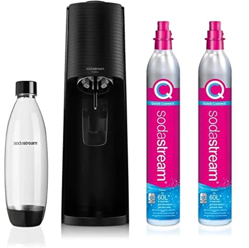 Image of SodaStream Terra Sparkling Water Maker, Sparkling Water Machine & 1L Fizzy Water Bottle, Retro Drinks Maker w.BPA-Free Water Bottle & 2x Quick Connect Co2 Gas Bottles for Home Carbonated Water - Black