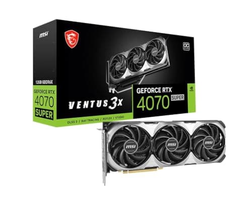 Image of MSI GeForce RTX 4070 SUPER 12G VENTUS 3X OC Gaming Graphics Card - 12GB GDDR6X, PCI Express Gen 4, 192-bit, 3x DP v 1.4a, HDMI 2.1a (Supports 4K & 8K HDR) + Indiana Jones