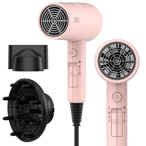 Image of AINA Hair Dryer with Diffuser, Blow Dryer for Women | Advanced Ionic Technology, Ceramic Coating | Cold Shot Features Turbo Heat for Fast Drying and Shine 230v~ (Babe Pink)