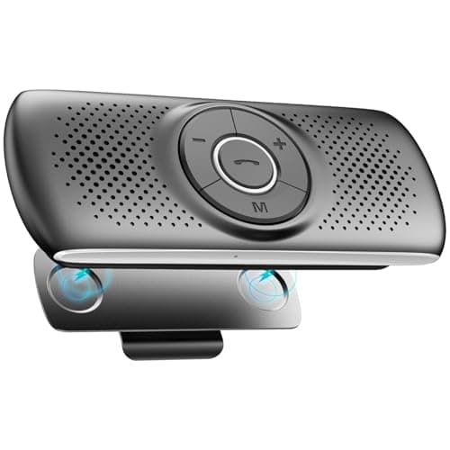 Image of AGPTEK Hands Free Car Phone Kit Bluetooth 5.0 Car Speaker for GPS Music with TF Card Slot, Siri Google Assistant Support, Wireless in Car Visor Speakerphone Kits for Android & iOS Phone