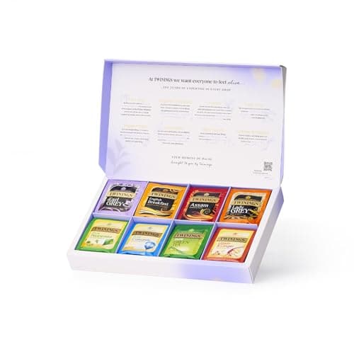 Image of NEW Twinings Favourites Collection Gift Box | Black Tea & Herbal Infusions Selection | Tea Lover Gift | 8 flavours | 40 Recyclable Individually Wrapped Plant-Based Tea Bags