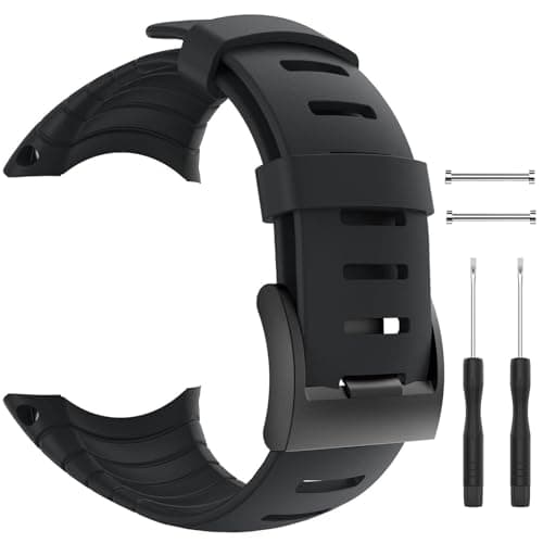 Image of patrohoo Bands for Suunto Core Strap, Rubber Replacement Watch band for Suunto Core SS014993000,black
