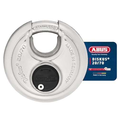 Image of ABUS Discus Padlock 20/70 - Weatherproof for The Garden - with Discus Welding Technology for The Best Protection Against Break-ins - ABUS Security Level 9 - Silver