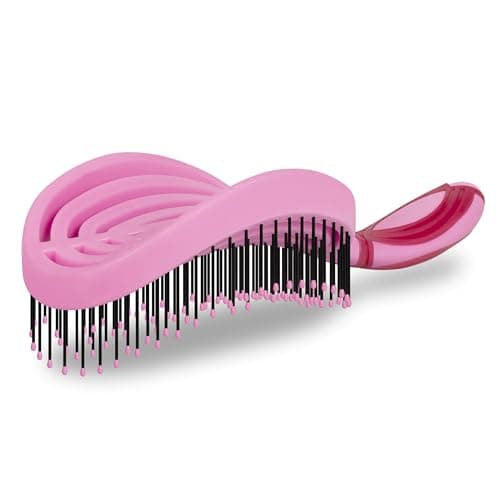 Image of NuWay 4HAIR DoubleC PRO U.S. Patented Double Curved Detangling Brush is Hair Dryer Safe (Red Violet)
