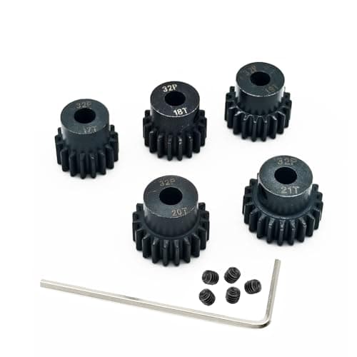 Image of 5-Pack Black Steel Metal 5mm Pinion Motor Gear Sets 17T 18T 19T 20T 21T Compatible with HPI Kyosho Losi Axial Tamiya 1/8 1/10 RC Car Monster Truck Buggy