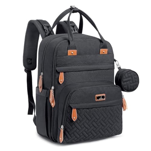 Image of BabbleRoo Baby Changing Bag Backpack, Nappy Changing Back Pack Diaper Bags with Changing Mat & Pacifier Holder for Mom & Dad (Black)