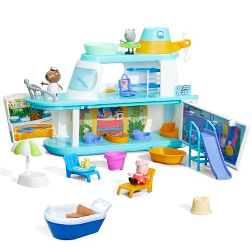 Image of Peppa Pig Cruise Ship, Multilevel Playset with 17 Pieces, Preschool Toys for 3 Year Old Girls and Boys and Up