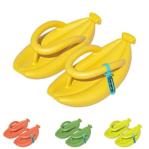Image of Hokuto Banana Slippers, Banana Flip Flops, Summer Thick Sole Non-Slip Beach Bathroom (Yellow, adult, women, numeric_3, numeric_range, uk_footwear_size_system, numeric_3_point_5, medium)