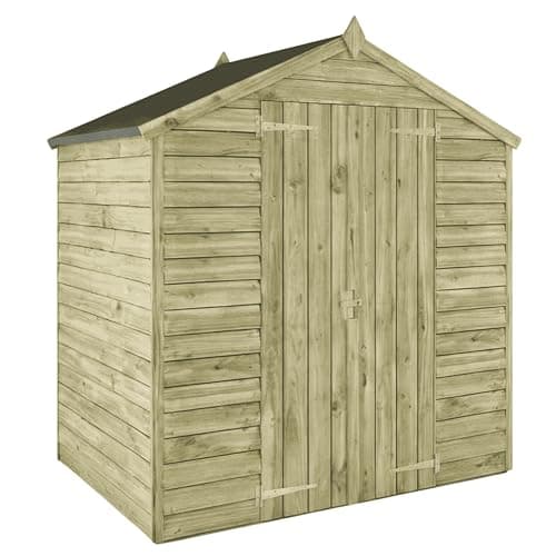 Image of Waltons 4x6 Overlap Wooden Garden Shed | Double Doors | Windowless Outdoor Storage Shed for Tools, Bikes & Equipment | Waterproof Felt Apex Roof