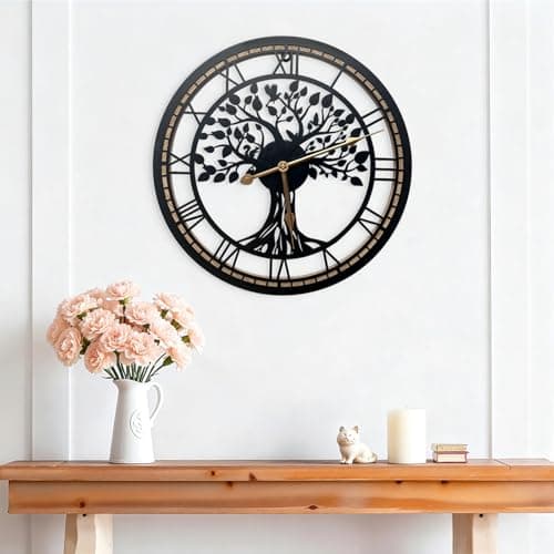Image of Whdifsag Tree of Life Wall Clock, Clocks For Living Room, Kitchen Clock Quiet and No Ticking, Suitable for Wall Decor, Living Room Decoration, Kitchen Decoration(40CM)