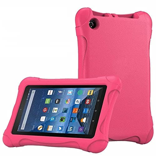 Image of Amaozn Fire 7 (5th Gen 2015) / Fire 7 (7th Gen 2017) alexa/Fire 7 (9th Gen 2019) alexa - Light Weight Shockproof Foldable Kids/Children Friendly EVA Foam Cover Case (pink case)