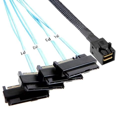 Image of ADCAUDX Mini-SAS to SAS-Cable: 0.5M SFF-8643 to SAS SFF-8643 to SFF-8482 Connector 4X SFF-8482 with SATA Power Adapter Cable (1.6FT)
