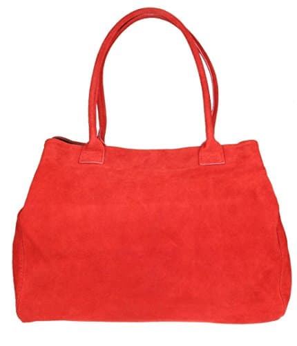 Image of Girly Handbags Womens Expandable Italian Suede Leather Shoulder Bag - Red