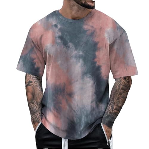 Image of Men's T-Shirt Shirt T-Shirts T Shirt Men Tee Fashion Casual Soft Comfortable Men's T-Shirt Pure Cotton Crew Neck Washed Distressed Style Short Sleeve, gray, XL