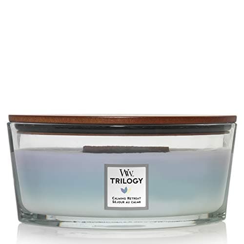 Image of WoodWick Ellipse Trilogy Scented Candle | Calming Retreat | with Crackling Wick | Burn Time: Up to 50 Hours