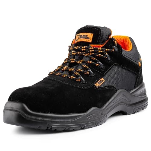 Image of Black Hammer Mens Safety Trainers Lightweight Composite Toe Cap with Midsole Protection Work Boots Shoes Hiker Extra Grip S1P SRC 1557 (8 UK) Black