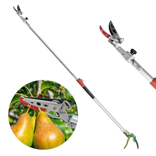 Image of FLORA GUARD 160-254cm Long Reach Tree Pruner, Tree Loppers Long Reach Telescopic- Lightweight & Strong, Fruit Picker with Rotating Head, Lightweight Aluminum Extendable Handle for Tree Branch Cutter
