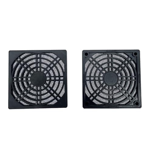 Image of JZK 2x Plastic PC fan grilles with foam sheet inside for 80x80mm fan, 8cm case fan dust filter, 80mm cooling fan filter grill cover, black square ventilator grill protector guard