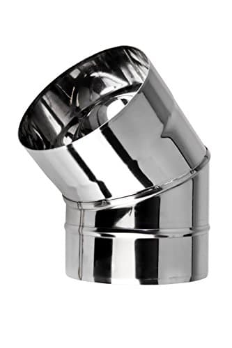 Image of Stainless Steel Chimney Liner Elbow 45 Degree Metal Pipe Bend Multi Flue Pipe Stoves 45° (100mm)