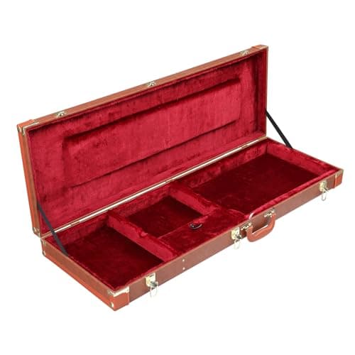 Image of Electric Guitar PU Hard Shell Case, Fits ST TL Burning fire 170 Style Electric Guitar, Brown