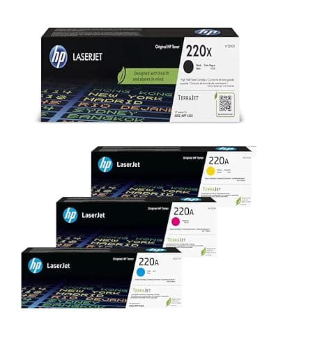 Image of HP 220X High Yield Black + 220A Cyan, Magenta, Yellow Standard Original Toner Cartridge Multipack Set LaserJet Pro 4202, MFP 4302, MFP 4303