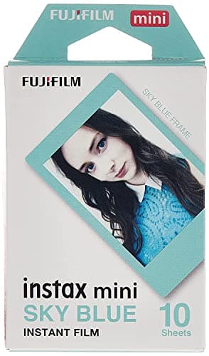 Image of instax mini instant film, Blue border, 10 shot pack, suitable for all instax mini cameras and printers