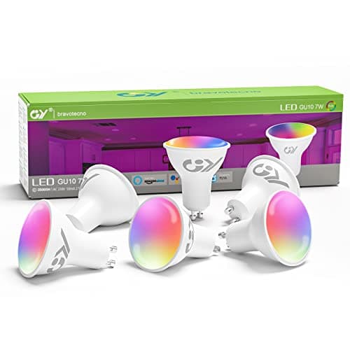 Image of GY GU10 Smart Bulb,RGBCW Dimmable Colour Changing Alexa Light Bulbs,Compatible with Alexa&Google Home WiFi Light Bulbs(2.4GHz WiFi Only) 7W 500LM, 6 Packs