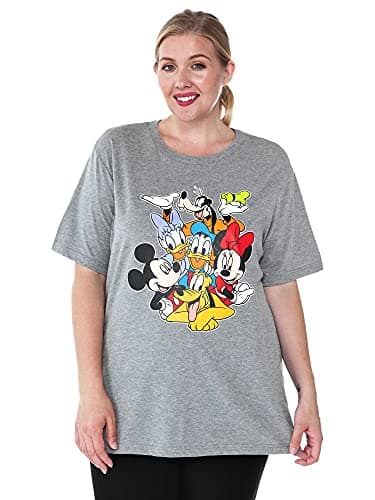 Image of Disney Women's Plus Size T-Shirt Mickey Minnie Mouse Donald Daisy Goofy Pluto (5X, Grey)