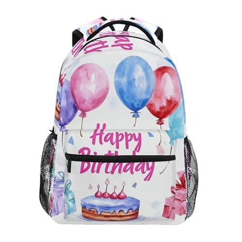 Image of Sevdomey Watercolor Birthday Balloons Laptop Backpack, Waterproof 15L Stylish Lightweight Daypack with Multiple Pockets for Work, School & Travel