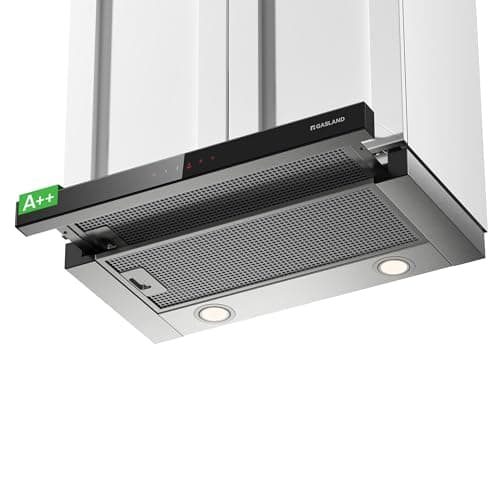 Image of GASLAND BR60SS A++ 60 cm Recirculating Cooker Hood, Glass Front with Sensor Touch, Built-in Telescopic Hood, 566 m³/h with CF176 Carbon Filter, Integrated Slim Silent Extraction Hood, Stainless Steel