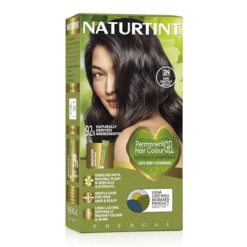 Image of Naturtint Permanent Hair Colour Gel 3N Dark Chestnut Brown, Plant Enriched, Biobased, Ammonia Free, Long Lasting Grey Coverage and Radiant Colour, Nourishment and Protection