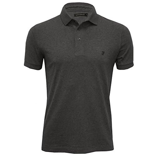Image of French Connection Men's S66 Fc Basic Sneezy S/S F Logo T-Shirt, Grey (Charc Mel/Black 2), Small
