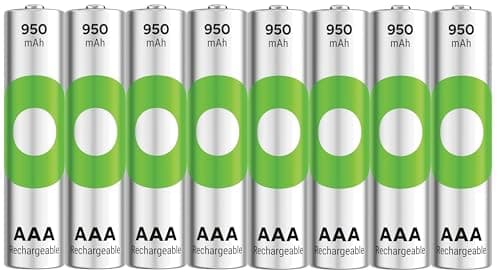 Image of GP Recyko AAA Rechargeable Batteries 950 mAh Pack of 8 Eco Friendly Batteries Rechargeable Up to 500 Times and Ready to Use