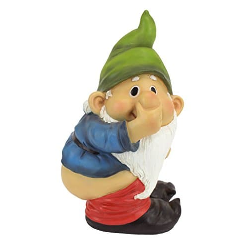 Image of Garden Gnome Statue - Stinky the Garden Gnome - Naughty Gnomes - Mooning Gnomes Statues