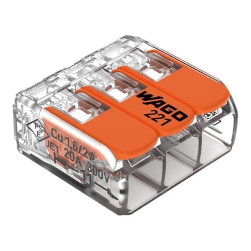 Image of Wago 221-413 Splicing Connector 3 Conductors 0.14-4 mm². Compact Design with Lever, Pack of 50