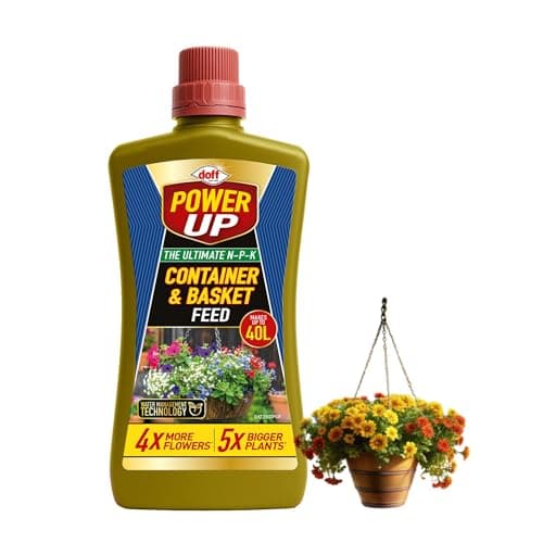 Image of Doff Power Up Container & Basket Plant Feed, Makes Up to 40L | Concentrated Liquid Plant Food | NPK Fertiliser for Hanging Baskets & Patio Plants | 4X More Flowers & 5X Bigger Plants, 200ml Pack
