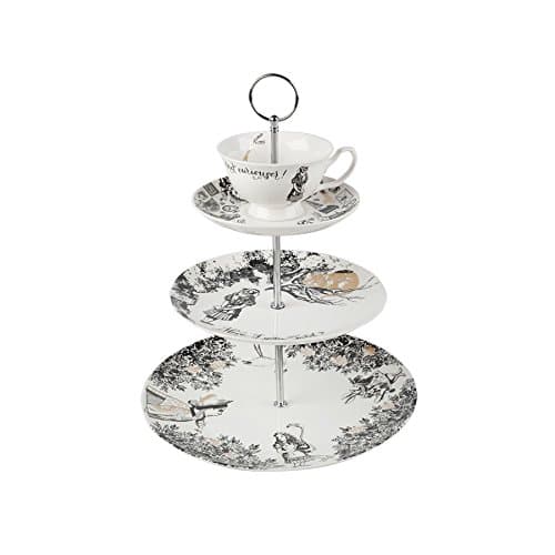 Image of Victoria & Albert V&A Alice in Wonderland 3-Tier Cake Stand, White
