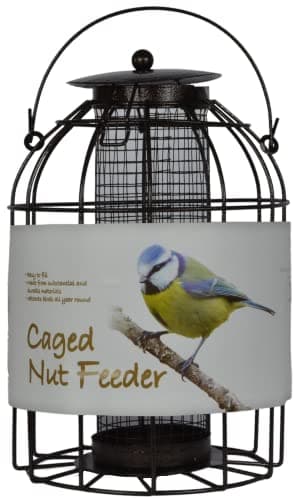 Image of Green Jem Dome Caged Peanut Wild Bird Feeder, Designed To Deter Squirrels And Also Larger Garden Birds Such As Pigeons And Doves, Hammertone Finish