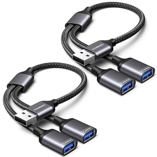 Image of KiWiBiRD USB Splitter 2 Port, Double USB Adapter A Splitter Cable (2Pack) for Data Transfer Power Charging Compatible with Laptop Mac PS4 PS5 Flash Drive Keyboard Mouse Printer
