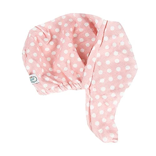 Image of The Vintage Cosmetic Company Hair Turban Pink Polka Dots, Soft Microfibre Hair Wrap for Women and Girls, Absorbs Moisture Faster and Reduces Drying Time with a Vintage Touch